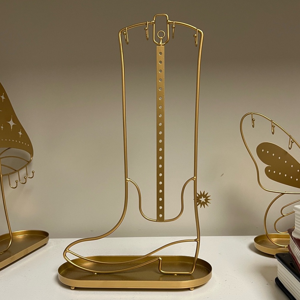 Gold metal jewelry stand